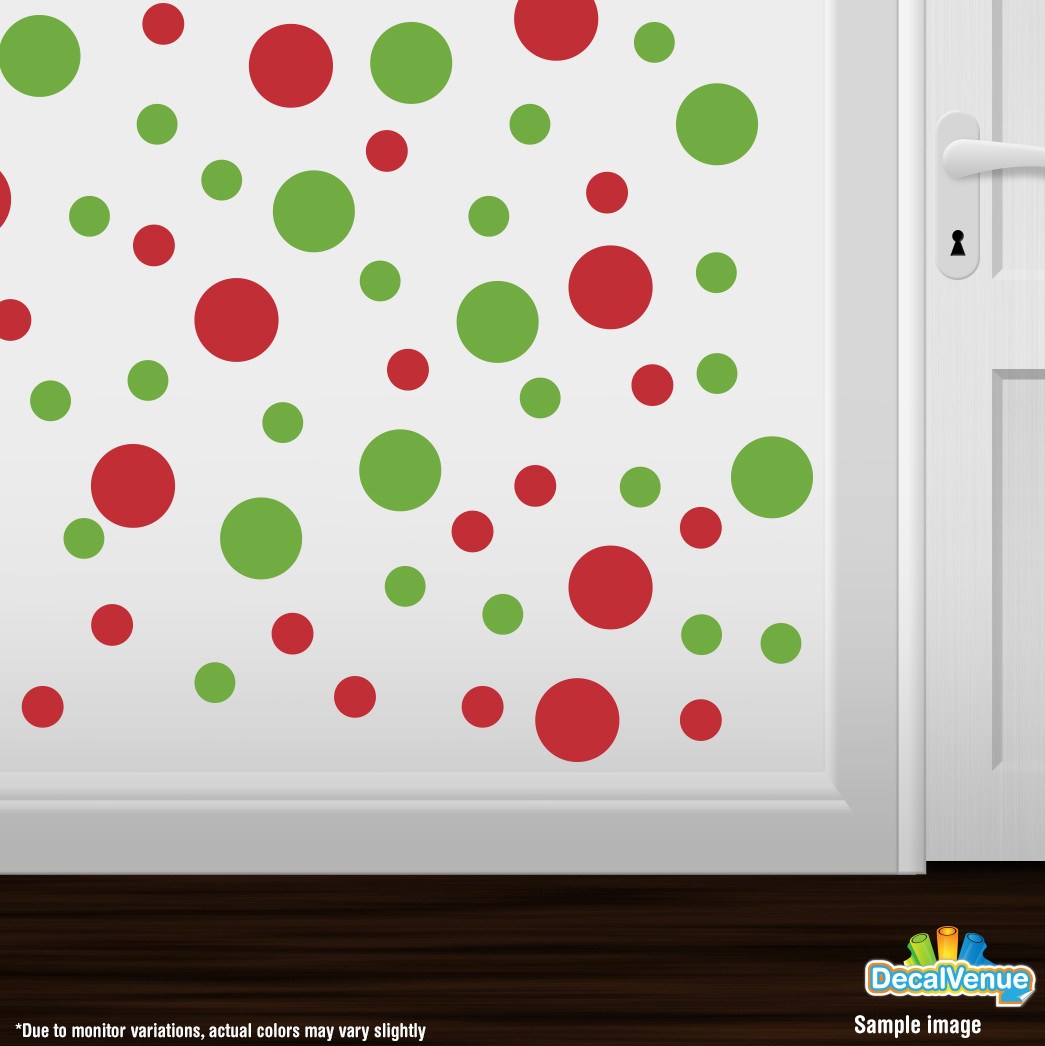 Lime Green / Red Polka Dot Circles Wall Decals | Polka Dot Circles | DecalVenue.com