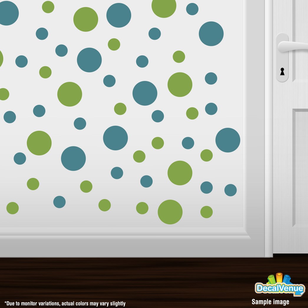 Lime Green / Turquoise Polka Dot Circles Wall Decals
