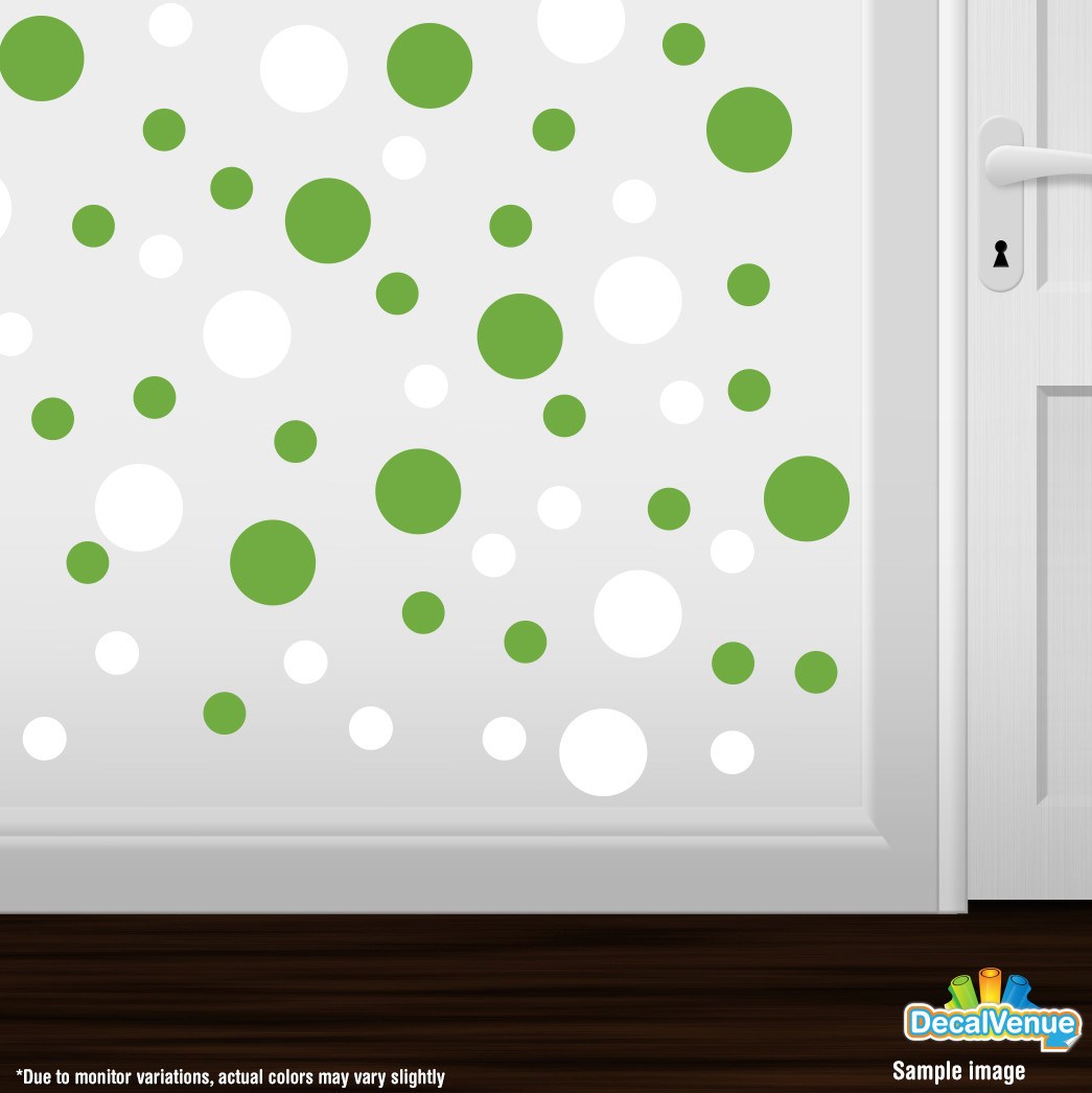 Lime Green / White Polka Dot Circles Wall Decals