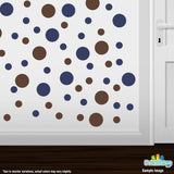 Navy Blue / Chocolate Brown Polka Dot Circles Wall Decals | Polka Dot Circles | DecalVenue.com