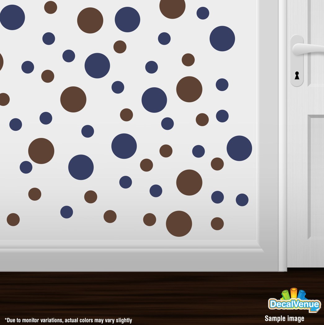 Navy Blue / Chocolate Brown Polka Dot Circles Wall Decals