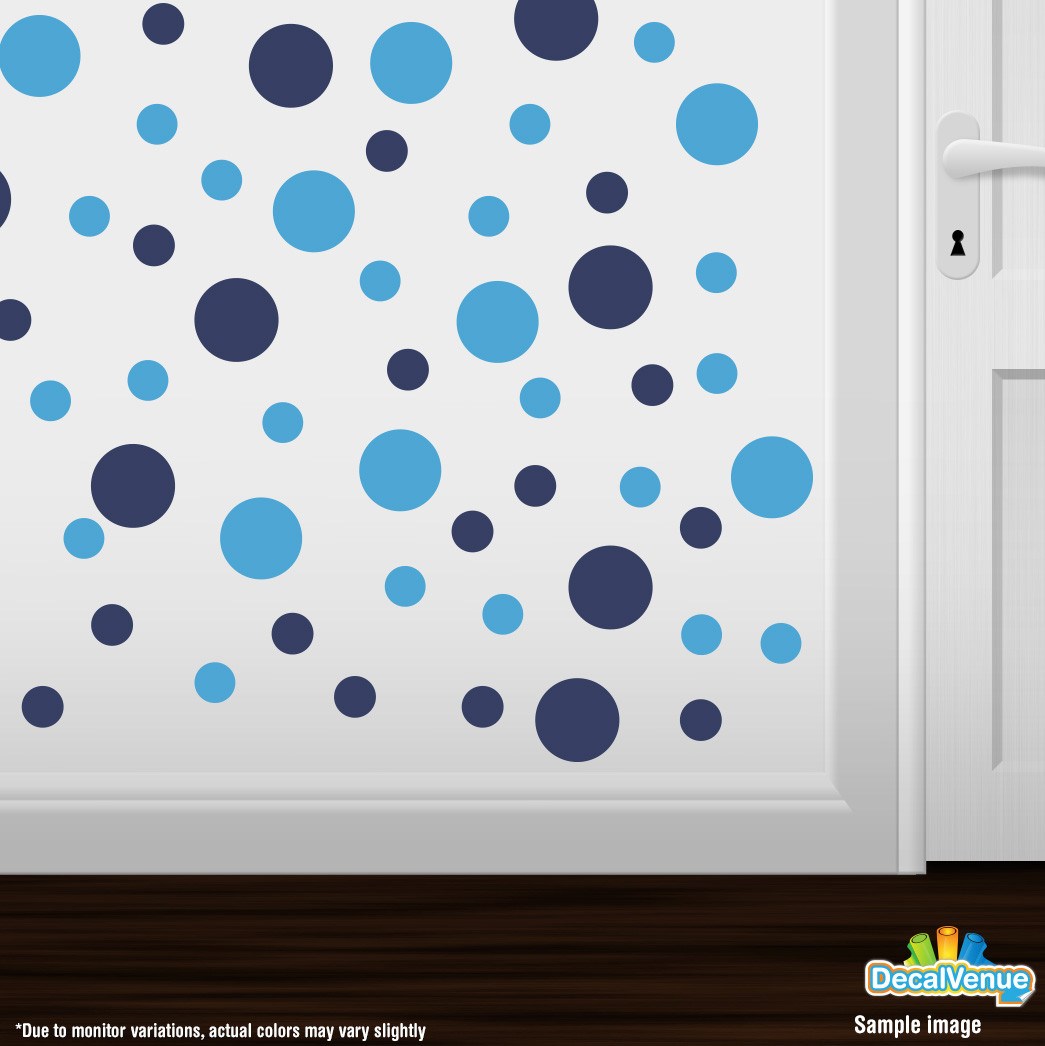 Navy Blue / Ice Blue Polka Dot Circles Wall Decals | Polka Dot Circles | DecalVenue.com