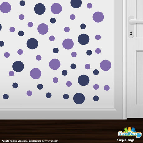 Navy Blue / Lavender Polka Dot Circles Wall Decals