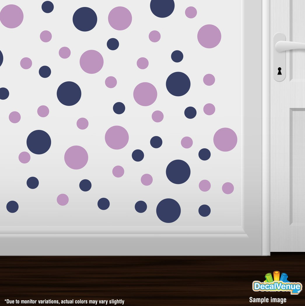 Navy Blue / Lilac Polka Dot Circles Wall Decals