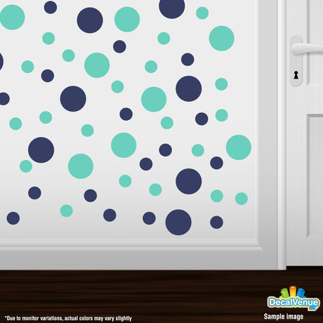 Navy Blue / Mint Green Polka Dot Circles Wall Decals