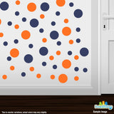 Orange / Navy Blue Polka Dot Circles Wall Decals