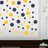 Navy Blue / Yellow Polka Dot Circles Wall Decals