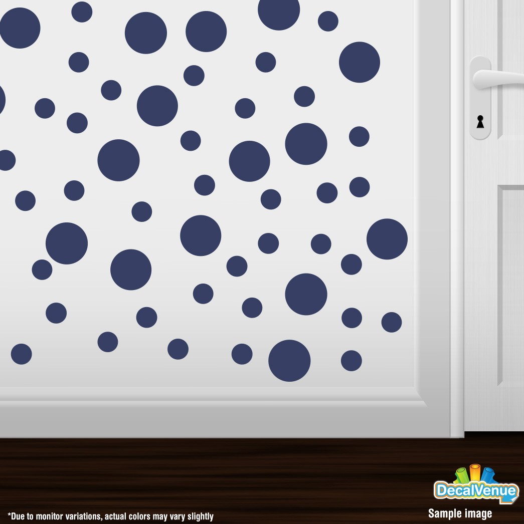 Navy Blue Polka Dot Circles Wall Decals