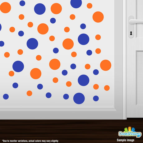 Orange / Blue Polka Dot Circles Wall Decals