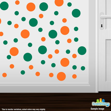Orange / Green Polka Dot Circles Wall Decals