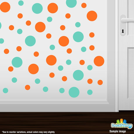 Orange / Mint Green Polka Dot Circles Wall Decals