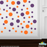 Orange / Purple Polka Dot Circles Wall Decals
