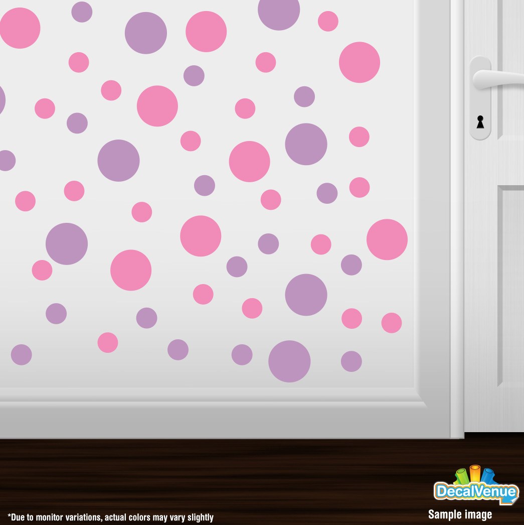 Pink / Lilac Polka Dot Circles Wall Decals