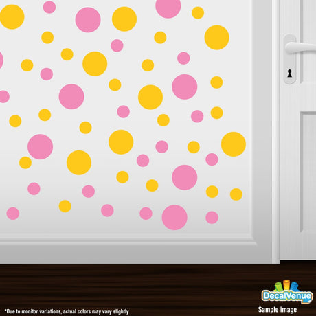 Pink / Yellow Polka Dot Circles Wall Decals