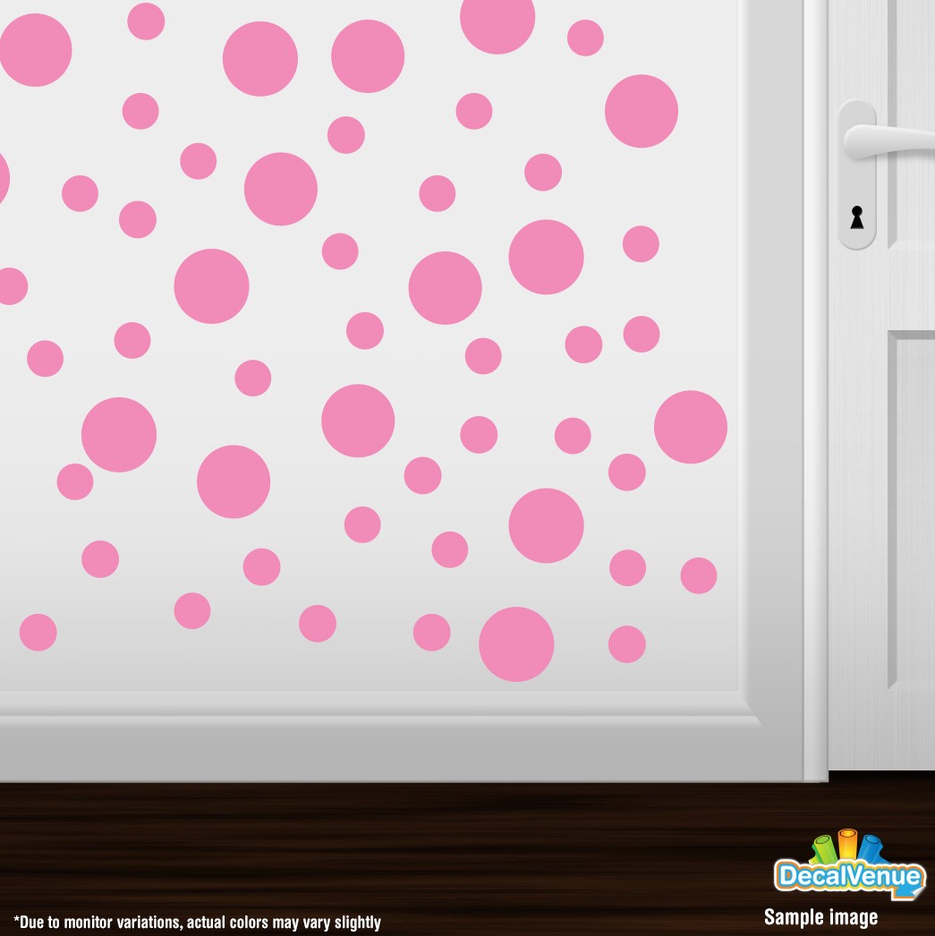 Pink Polka Dot Circles Wall Decals