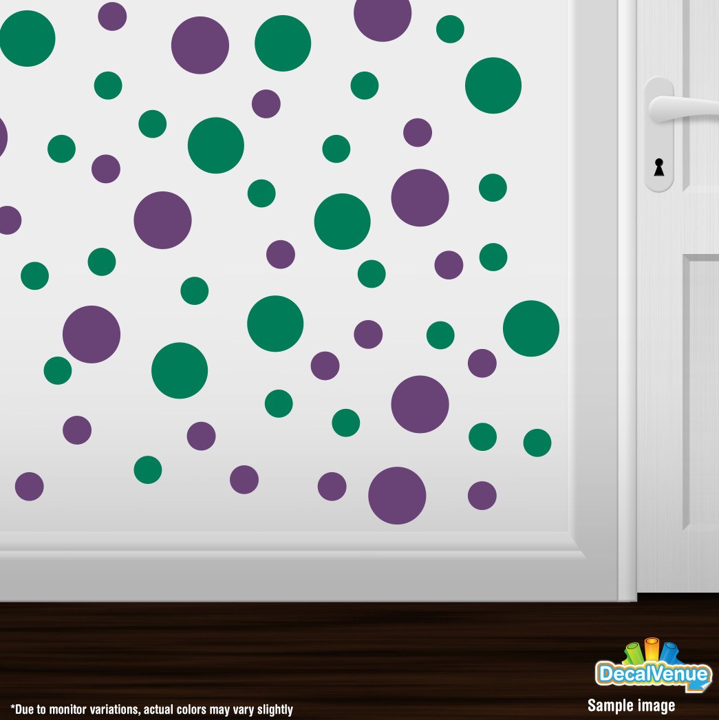 Purple / Green Polka Dot Circles Wall Decals