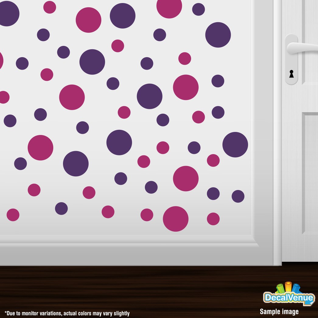 Purple / Hot Pink Polka Dot Circles Wall Decals