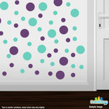 Purple / Mint Green Polka Dot Circles Wall Decals