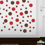 Red / Chocolate Brown Polka Dot Circles Wall Decals
