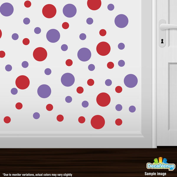 Red / Lavender Polka Dot Circles Wall Decals