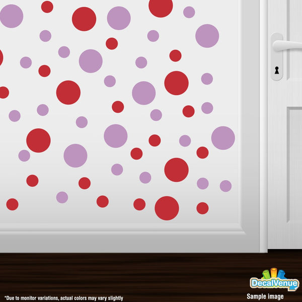 Red / Lilac Polka Dot Circles Wall Decals