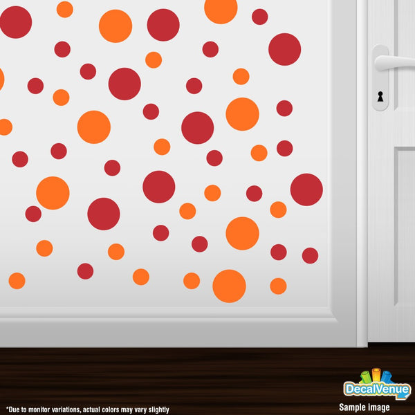 Red / Orange Polka Dot Circles Wall Decals