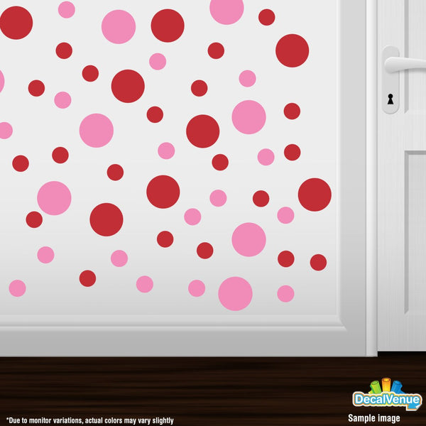 Red / Pink Polka Dot Circles Wall Decals