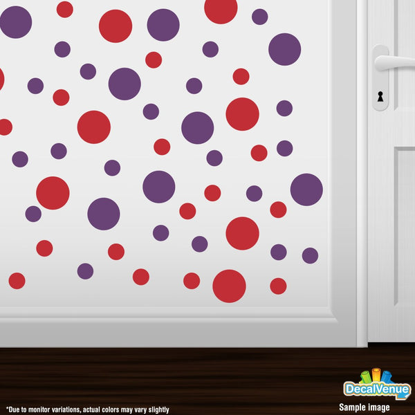 Red / Purple Polka Dot Circles Wall Decals