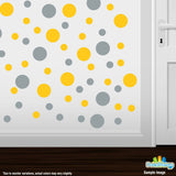 Yellow / Metallic Silver Polka Dot Circles Wall Decals