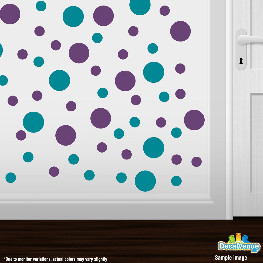 Purple / Turquoise Polka Dot Circles Wall Decals