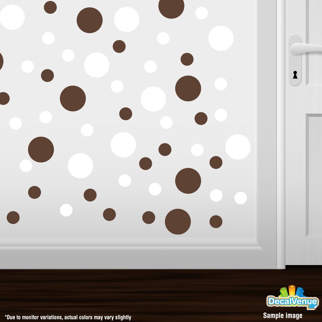 White / Chocolate Brown Polka Dot Circles Wall Decals