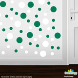 White / Green Polka Dot Circles Wall Decals