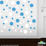 White / Ice Blue Polka Dot Circles Wall Decals