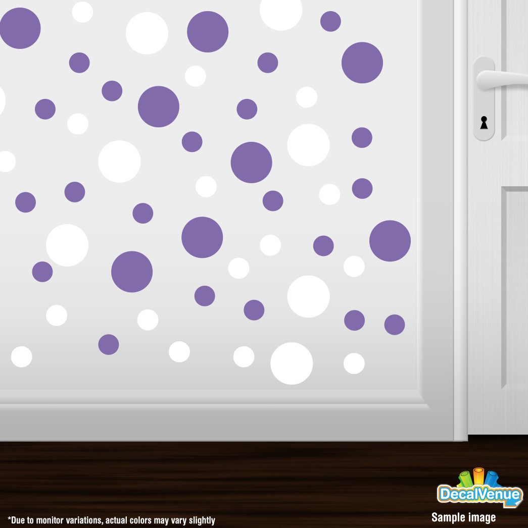 White / Lavender Polka Dot Circles Wall Decals