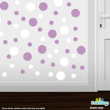 White / Lilac Polka Dot Circles Wall Decals