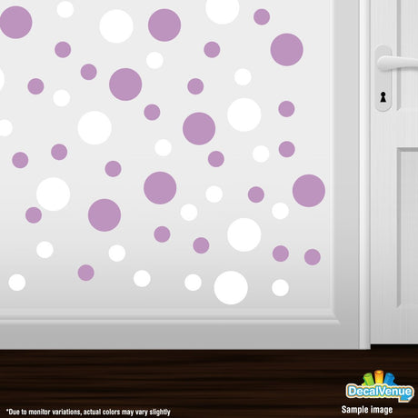 White / Lilac Polka Dot Circles Wall Decals