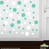 White / Mint Green Polka Dot Circles Wall Decals