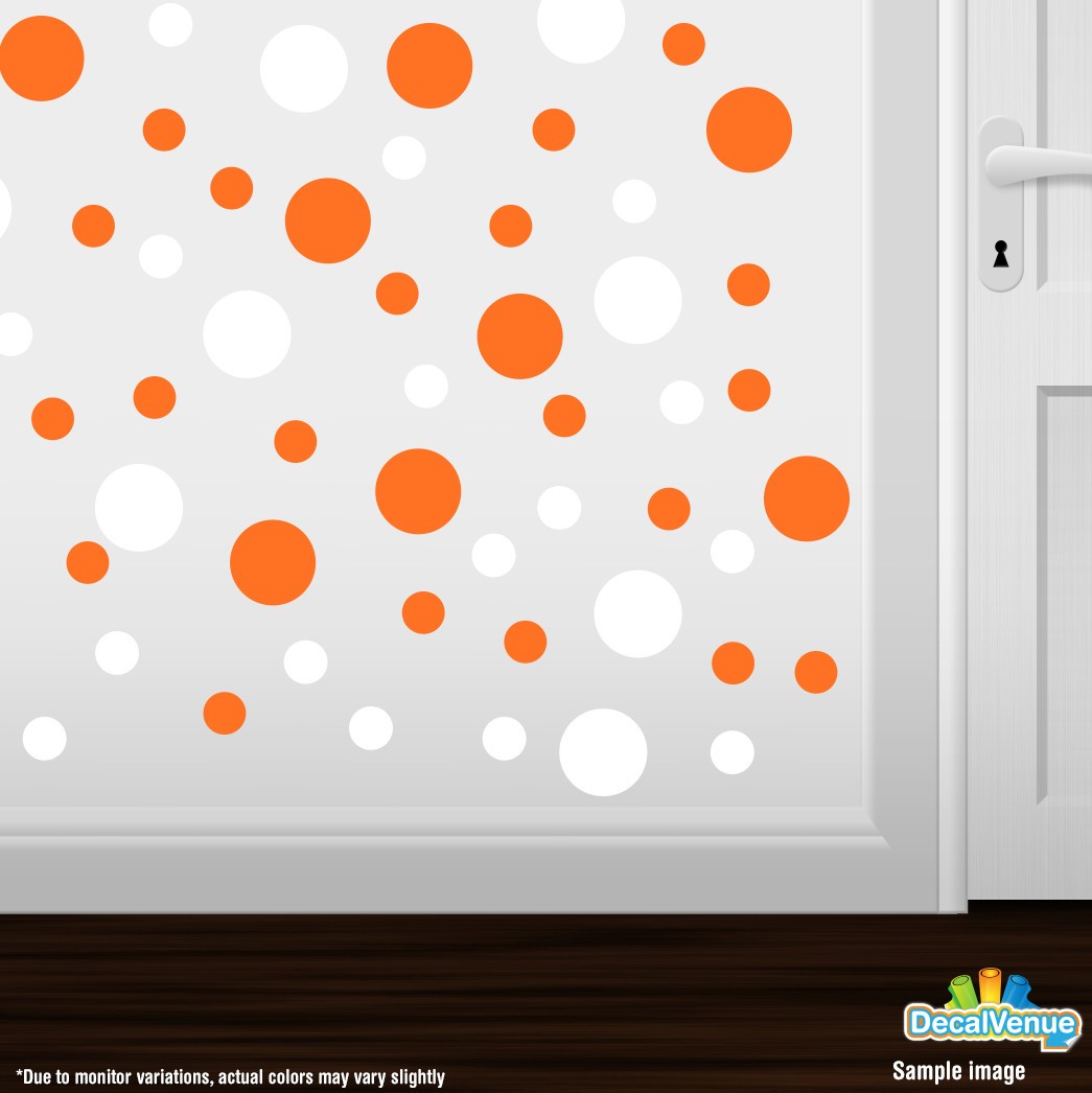 White / Orange Polka Dot Circles Wall Decals