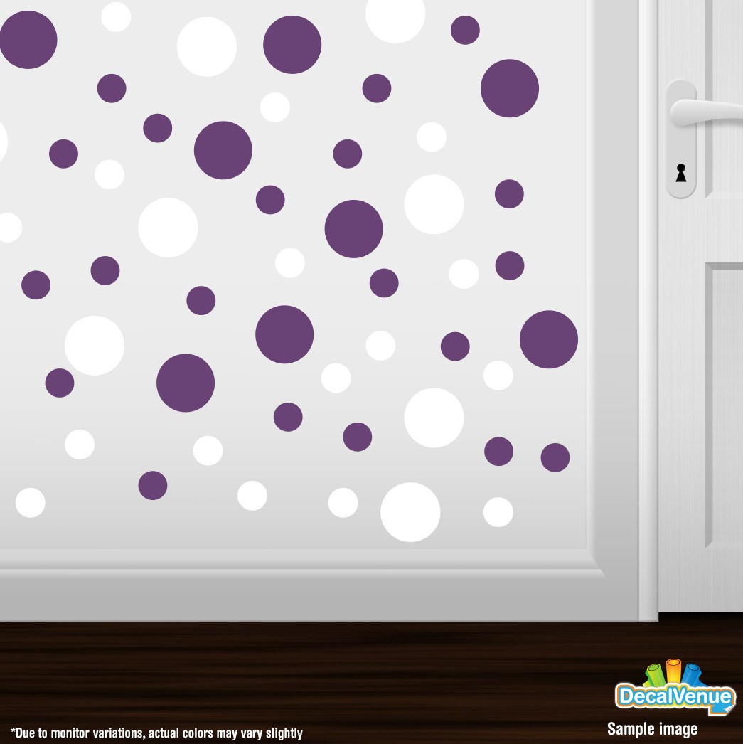 White / Purple Polka Dot Circles Wall Decals