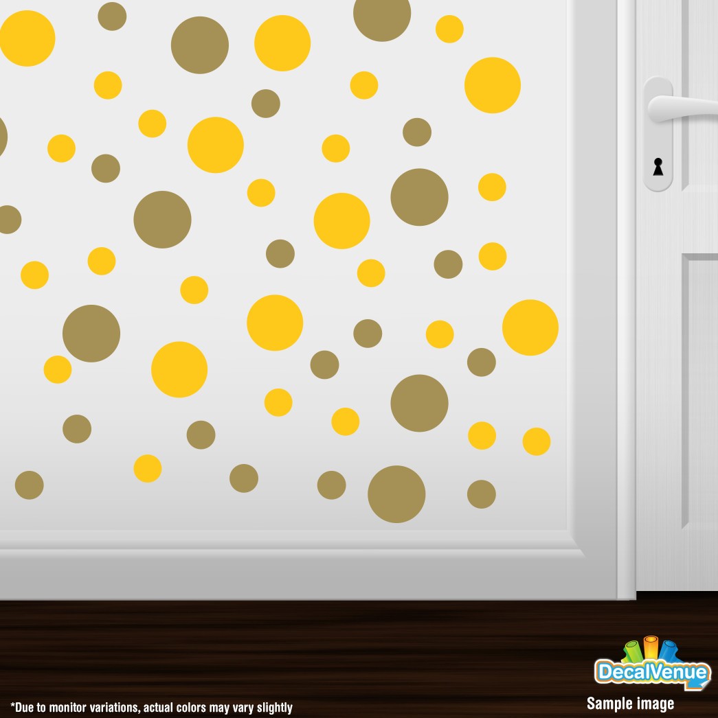 Yellow / Metallic Gold Polka Dot Circles Wall Decals