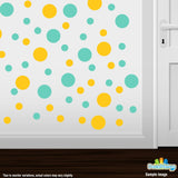 Yellow / Mint Green Polka Dot Circles Wall Decals