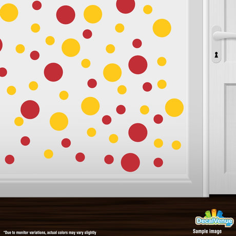 Yellow / Red Polka Dot Circles Wall Decals