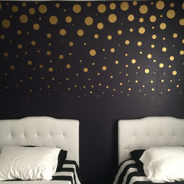 Set of 251 Metallic Gold Polka Dot Circles Wall Decals | Polka Dot Circles | DecalVenue.com