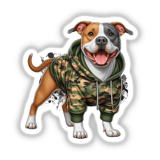 Camo Hoodie Pitbull Dog