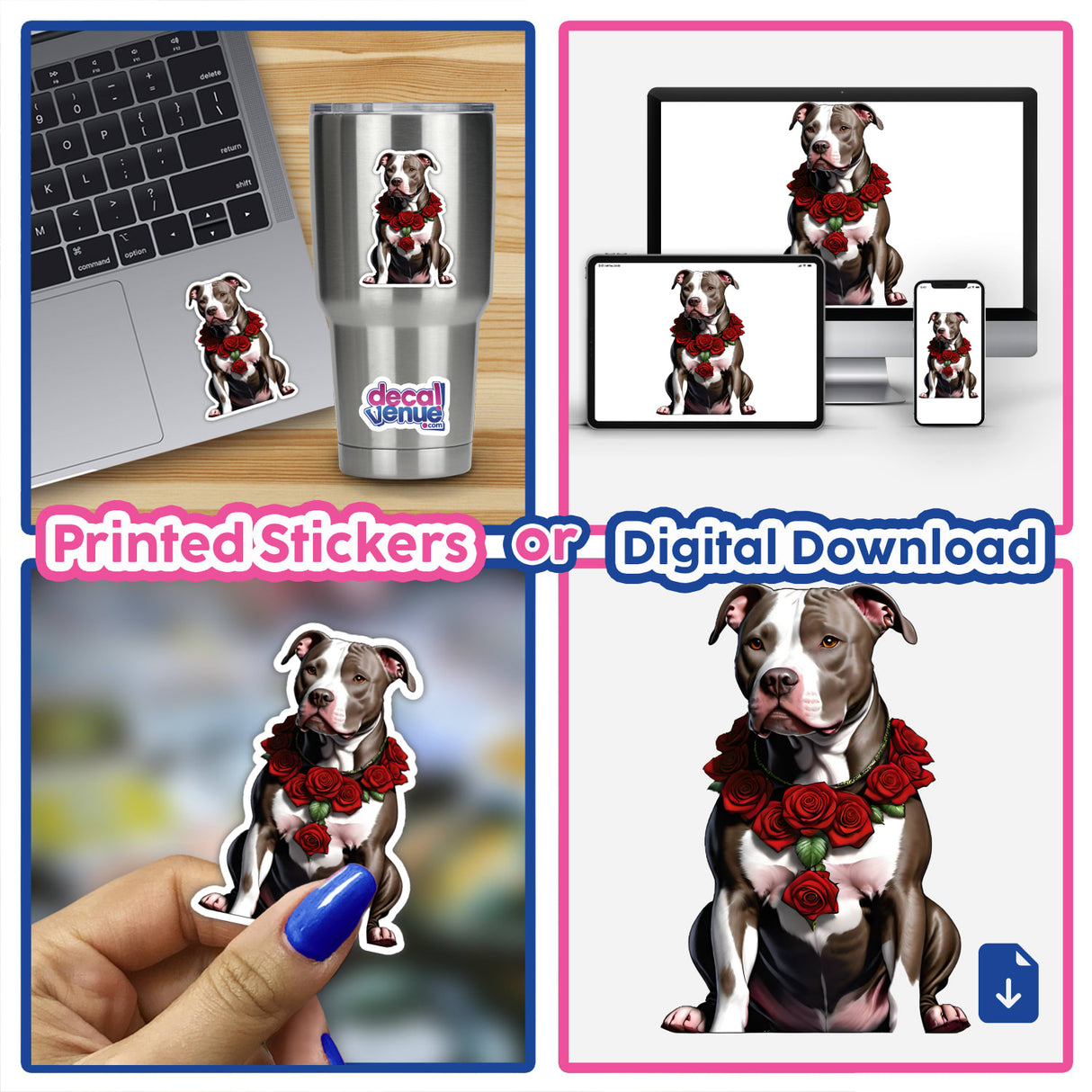Crowned w/ Red Roses Pitbull