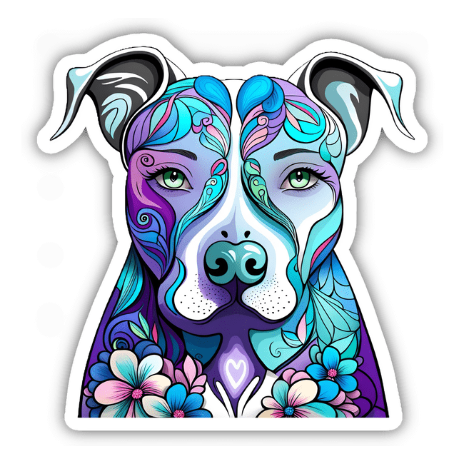 Blue Floral Pitbull