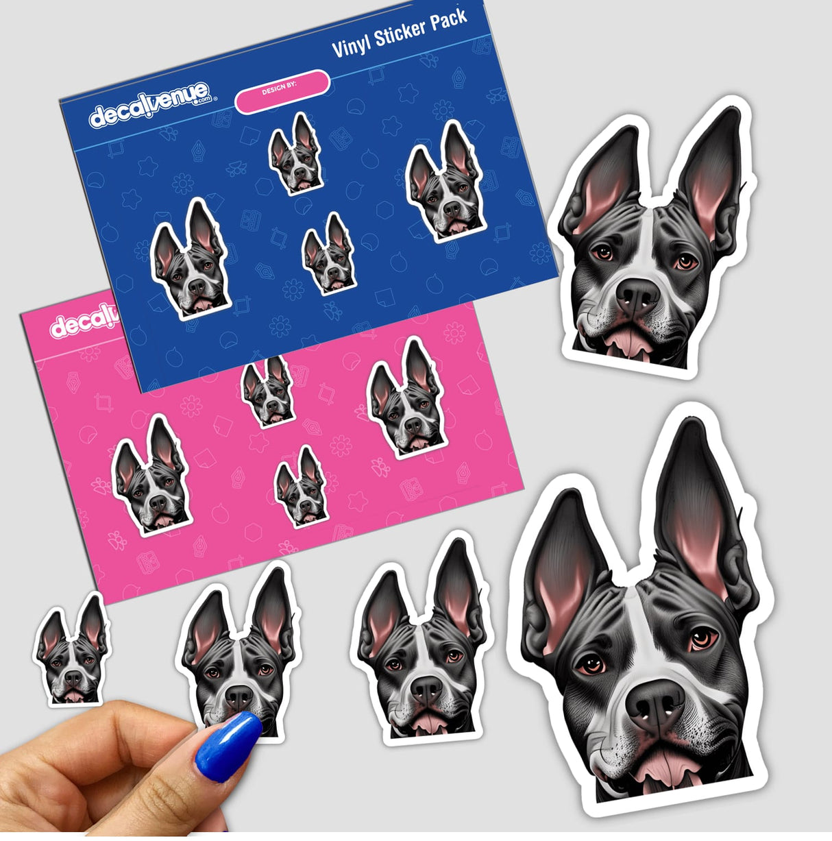 Silly Pitbull sticker featuring a playful dog face, available at Decal Venue for use as physical stickers or digital artwork.
