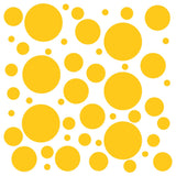 Assorted yellow polka dot circles wall decals of various sizes.