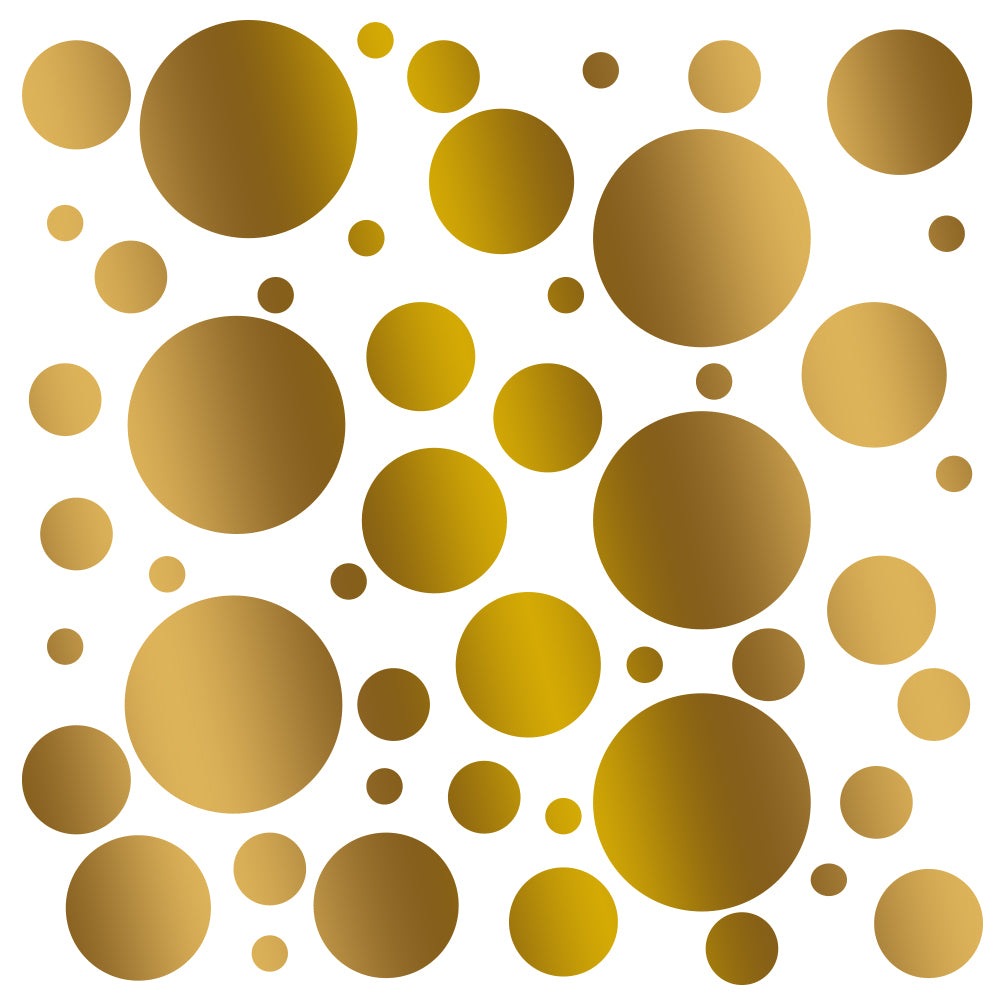 Set of assorted gold and yellow polka dot circles decorative vinyl wall decals stickers