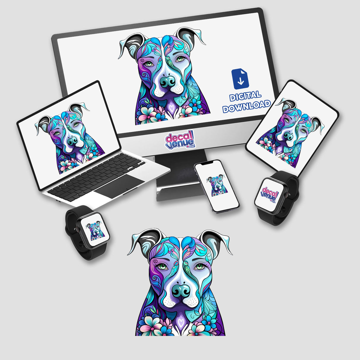 Blue Floral Pitbull